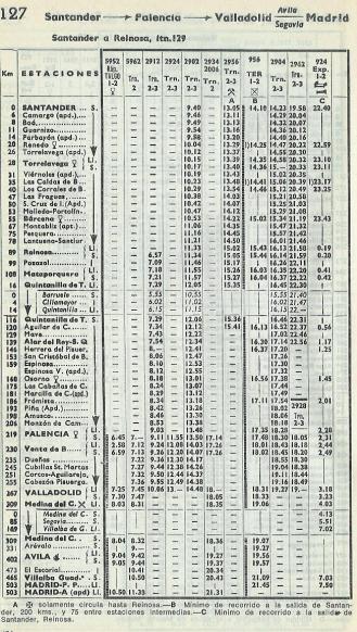 Horario Santander-Madrid 1970.JPG