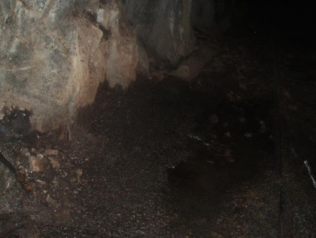 Túnel Morgado_Acúmulo de heces de los murciélagos en la cuneta y caja de la vía.JPG